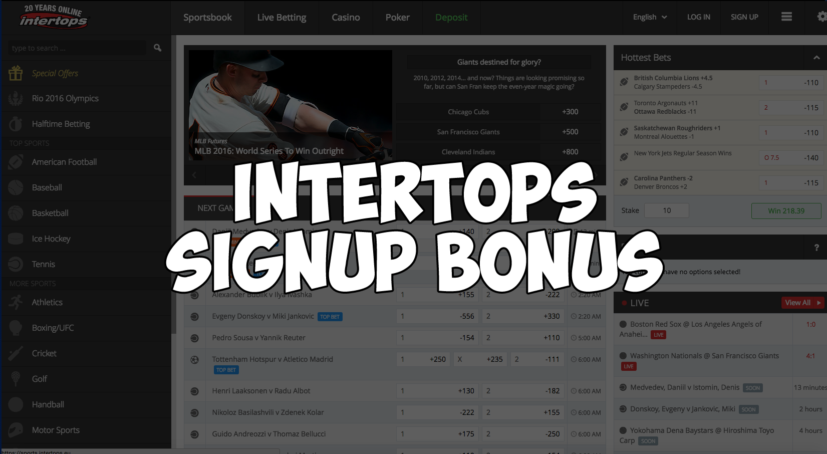 intertops signup bonus
